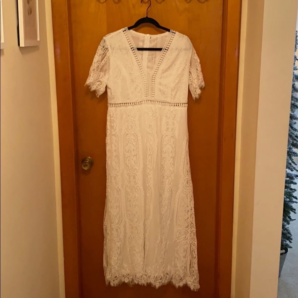 White lace maxi dress